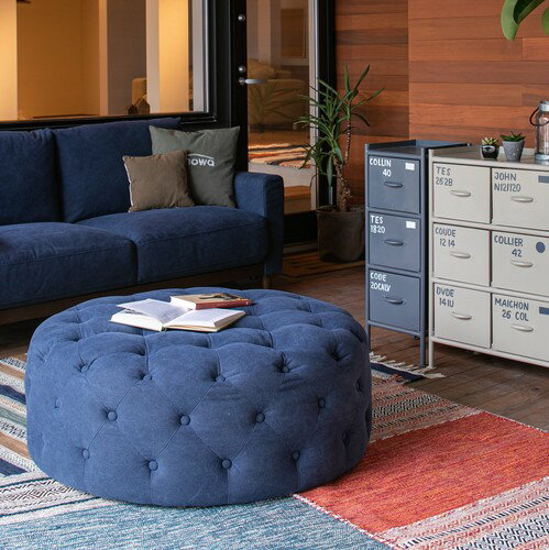 直径100cm帆布生地のゆったりスツール　＜ienowa/スツール　ボヤージュ＞ (クッションチェア オットマ..