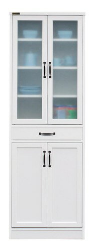 Rakuten - お部屋が広く見えるWH家具シリーズ ＜組立家具/60食器棚　ユリアンII＞（キッチンラック 食器棚 キッチン収納 レンジ台 木製 木目 キッチンボード ディスプレイラック 見せる収納 食器・調味料収納 北欧 おしゃれ カントリー シンプル）