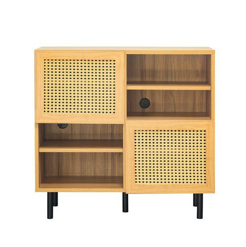 乐天商城 - ナチュラルなラタン風素材が特徴のキャビネット＜90キャビネット　マルシェ＞（家具 ファニチャー リビング チェスト キャビネット リビングボード サイドボード 棚 新生活 おしゃれ）
