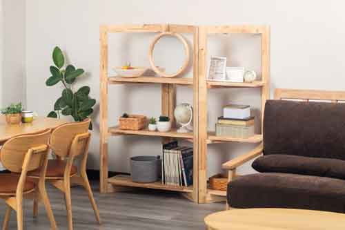 Rakuten - 動きのあるデザインが魅力なシェルフ　＜NATURAL SIGNATURE　ジグザクシェルフ＞（本棚 ラック リビーング収納 コレクションラック ラック 頑丈 ディスプレイラック オープンタイプ 間仕切り スクエアシェルフ 飾り棚)