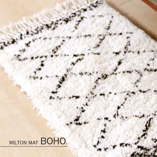 Rakuten - ウィルトン織マット 玄関マット 屋内 長毛 ベルギー製 「BOHO」約40X60cm （玄関マット 室内 屋内 おしゃれ 絨毯 柄 高級 ラグ カーペット 欧風 1年中快適 豪華）