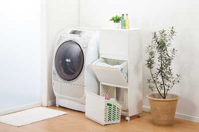 [日本製ランドリーバスケット付き]通気性抜群隠せるランドリーラック3段クレバン　収納家具（ランドリ..