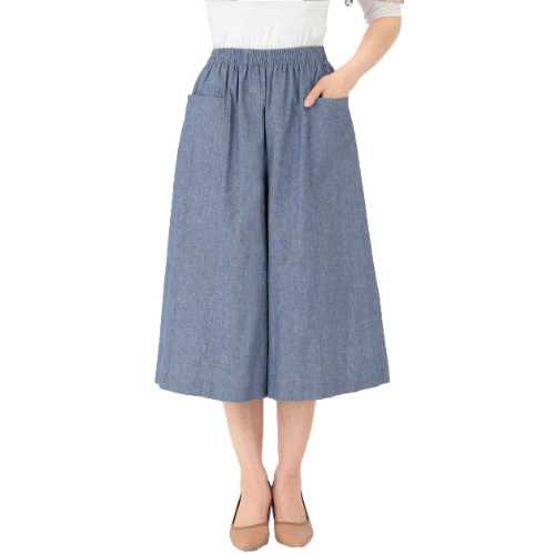 日本製 爽やかダンガリーキュロット2色組 同サイズ