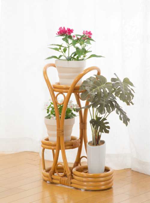 天然籐フラワーラック(花台 玄関 室内 おしゃれ 観葉植物 鉢 ポット スタンド スリム 観葉 植物 置き 台 置き台 鉢カバー 花 花瓶 飾り..