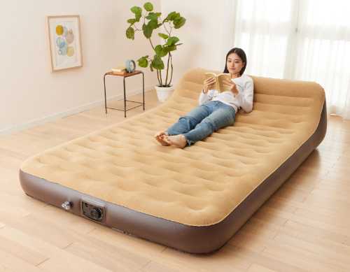 ナルキ屋の背もたれ付き電動エアーベッド ロータイプ ハイタイプ/シングル ワイド（寝具 ベッドマット エアベッド、防災用品 アウトドア キャンプ 寝心地 コンパクト 来客用 屋内用 電動エアベッド エアベット 空気 安定 収納袋 マットレス 防災）｜アングル2