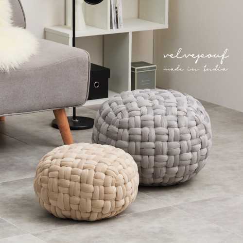 Stools - ベルベットプフ スツール クッション 円形 インスタ映え 2カラー/2サイズ (クッションチェア オットマン スツール フロアスツール 床 座る 一人暮らし おしゃれ 北欧)