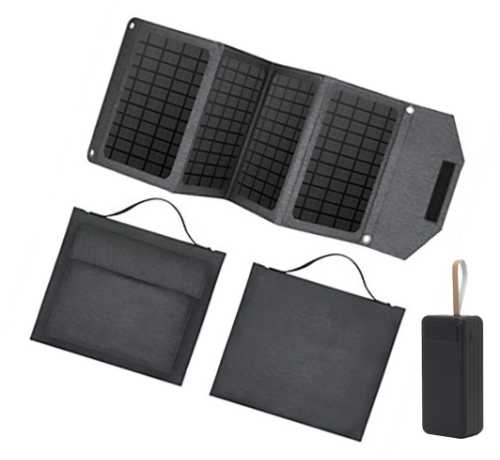 大容量コンパクトバッテリー＆ソーラーパネルセット(ポータブル電源 コンパクト 蓄電池 充電池 バッテリー 折りたたみ スマホ充電 キャンプ アウトドア 車中泊 ソーラー充電器 太陽光パネル 防災 停電)