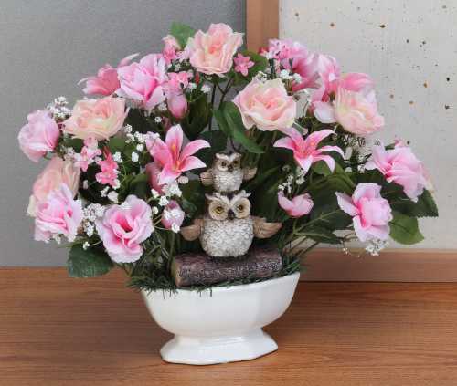 Rakuten - 幸福のふくろうアレンジメントフラワー 光触媒加工(日本製 造花 フェイクフラワー 光触媒 開店祝い 引っ越し祝い お中元 お歳暮 就任 栄転 昇進 ギフト プレゼント お祝い 母の日 父の日)