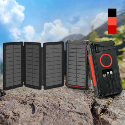 折り畳み式ソーラーパネル一体型大容量バッテリー(ポータブル電源 コンパクト 蓄電池 充電池 バッテリー 折りたたみ スマホ充電 キャンプ アウトドア 車中泊 ソーラー充電器 太陽光パネル 防災 停電)