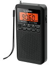 LIJIANI 小型携帯ラジオFM/AM/SW,AA電池2本使用,夜間でも使えるバックライト付きボタン,デジタル時計、目覚まし時計、スリープタイマー機能最適受信、最適音質ポータブルラジオ、歩行、ランニングに適している