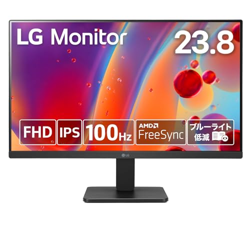 24MR400-B 23.8インチ LG モニター/アンチグレア/IPS/1920×1080/100Hz/5ms（GTG）/FreeSync/DAS/ブラックスタビライザー/D-sub/HDMI/チルト調整対応