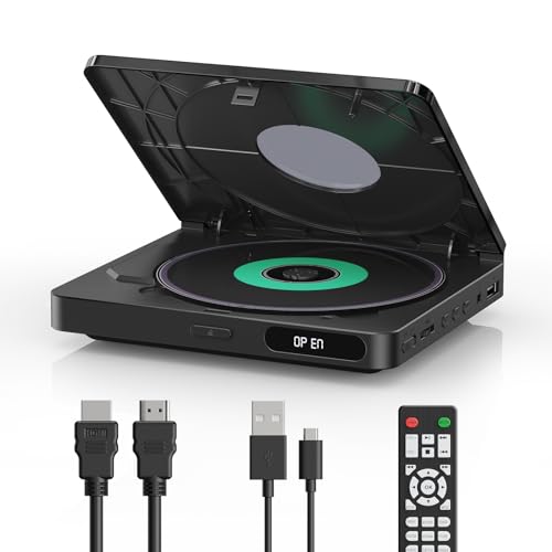 YOTON ミニ DVD プレーヤー HDMI 出力のみ 同期 TV/プロジェクター USB 電源 フル HD リージョンフリー DVD 録画番組再生用 CPRM 対応 HDMI/USB ケーブル/リモコン付属 (Blu-ray DVD