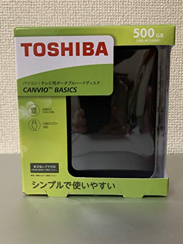 東芝 USB3.0接続 ポータブルハードディスク 500GB（ブラック）CANVIO BASICS（HD-ACシリーズ） HD-AC50GK