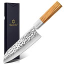 Sunnecko 三徳包丁 包丁 ステンレス 180mm 天然木柄 オリーブ材 よく切れる 万能包丁 両刃 肉切り 魚包丁 プレゼント(三徳180mm)