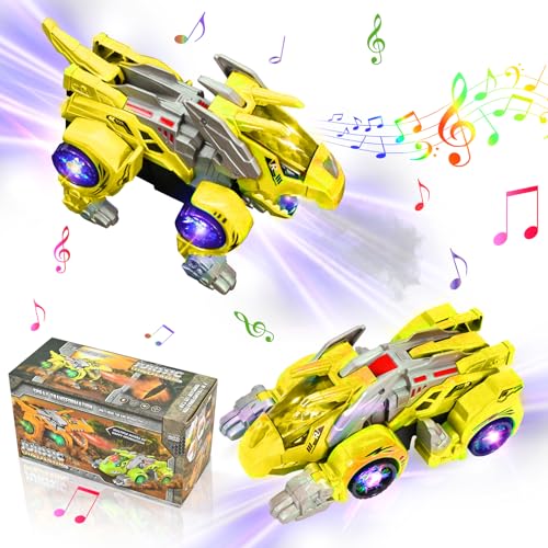 楽天鳴子ショップ変形恐竜の車 スプレーで変身する恐竜カー おもちゃ 電動RCカー おもちゃの車を歌う リモコンカー ラジコンカー 無線操作 贈り物 誕生日プレゼント クリスマスプレゼント （イエロー）