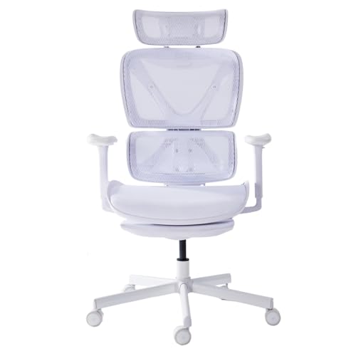 楽天鳴子ショップ【 COFO Chair Pro 】［国内リラクゼーションブランド発 オフィスチェア ］最大135度リクライニング デスクチェア 腰全体を安定して支える可動式ランバーサポート パソコン フットレスト付き ワーク ゲーム ホワイト