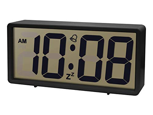 誠時 置き時計 大画面液晶、目覚まし時計、デジタル置き掛け時計兼用、ジェイド LCD-008BK ブラック 11×20×6cm
