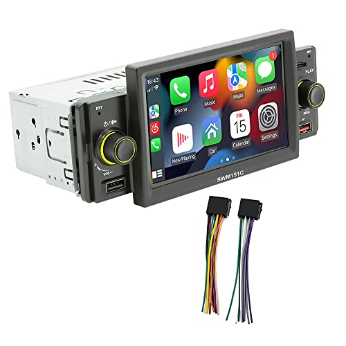 1Din Carplay & Android Auto カーラジオ 5 インチ タッチスクリーン カーステレオ MirrorLink 2USB FM TF BT カラフルなバックライトカーオートオーディオ