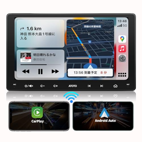 ATOTO F7WE 9インチ 2DIN オーディオカーナビ、IPSディスプレイカーステレオ、ワイヤレスCarPlay＆Android Autoワイヤレス、ミラーリンク、Bluetoothハンズフリー/オーディオ、AM/FM、音声アシスタ