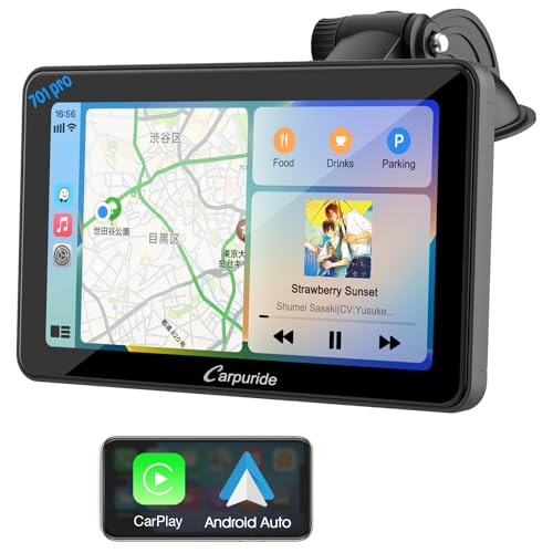 [ 701pro] ディスプレイオーディオ Carpuride CarPlay ポータブルカープレイ Bluetooth送受信機能 ワイヤレス Android Auto ミラーリング YouTubeも視聴可能 7インチ HD IPS タッ