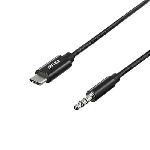 バッファロー AUX ケーブル USB Type C to 3.5mm オーディオ 変換 ハイレゾ DAC搭載 高耐久 ナイロン 1m ブラック BSMPC3515BK バッファロー AUX ケーブル USB Type C to 3.5mm オーディオ 変換 ハイレゾ DAC搭載 高耐久 ナイロン 1m ブラック BSMPC3515BK