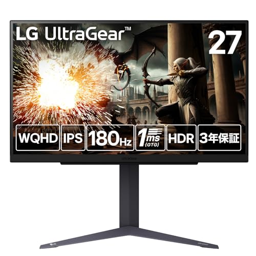LG ゲーミングモニター LG UltraGear 27GS75Q-B 27.0インチ/PCゲーム、家庭用ゲーム/WQHD(2560×1440) /アンチグレア/180Hz/IPS 1ms(GTG)/FreeSync テクノロジー/G- LG ゲーミングモニター LG UltraGear 27GS75Q-B 27.0インチ/PCゲーム、家庭用ゲーム/WQHD(2560×1440) /アンチグレア/180Hz/IPS 1ms(GTG)/FreeSync テクノロジー/G-