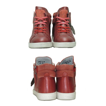 Kickers キッカーズ HATILA 4 RED レディース レザー ハイカットスニーカー サイドジップ レースアップ