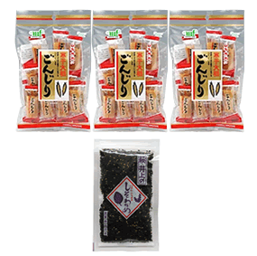 ごんじり75g×3袋　井上商店しそわかめ80g×1袋セット送料込み　大変お買得です　人気の商品をセッ ...