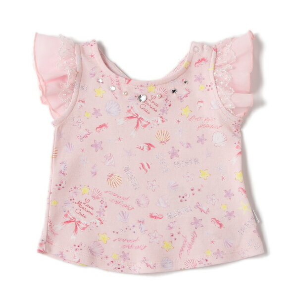 メゾピアノ(mezzo piano)2WAYシェル柄フリルショルダーTシャツ