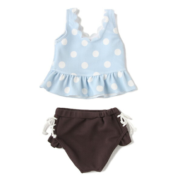 プティマイン Petit Main ドット編み上げタンキニ水着 Swim 水着 大きいサイズ フィットネス水着 キッズ 水着 女の子 プティマイン Petit Main ドット編み上げタンキニ水着 Swim 水着 大きいサイズ フィットネス水着 キッズ 水着 女の子