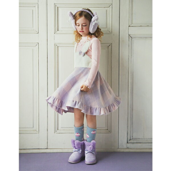 メゾピアノ(mezzo piano)ウサギチェック柄ジャンパースカート