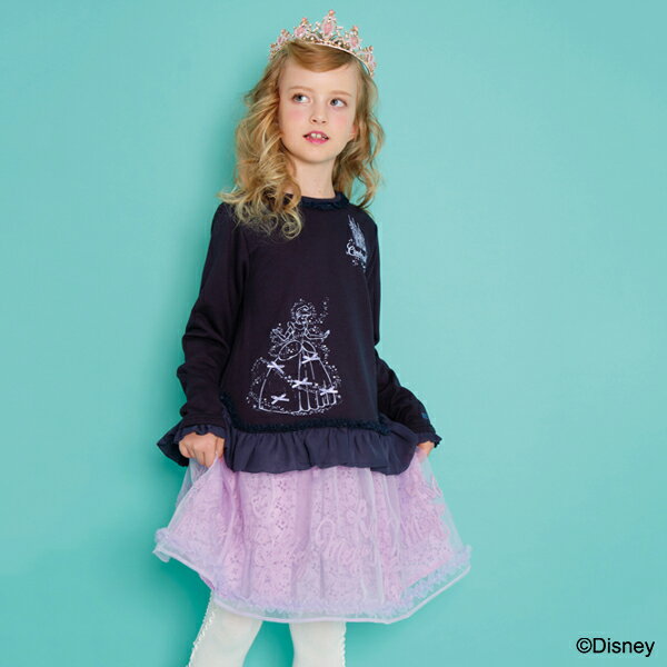 メゾピアノ(mezzo piano)【DISNEY】 PRINCESS ”シンデレラ”デザイン 裏毛 裾チュールトレーナー