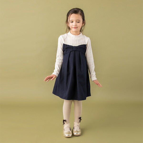 プティマイン(petit main)リボン切り替えワンピース