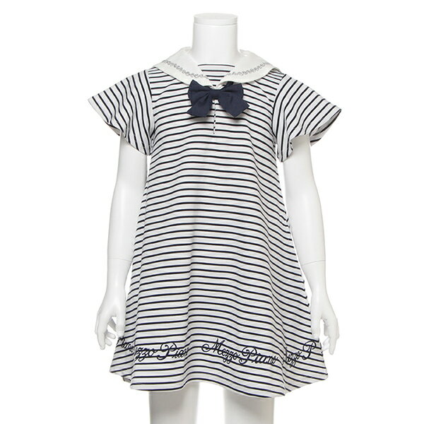 メゾピアノ(mezzo piano)セーラーカラーリボンボーダーワンピースのサムネイル