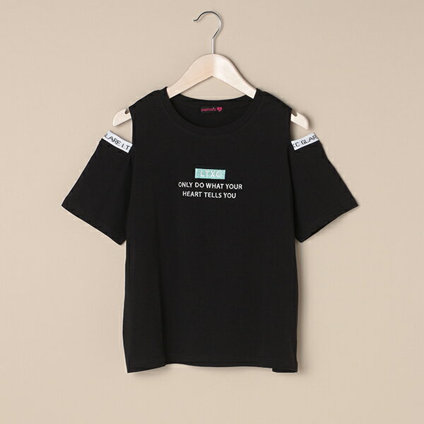 ラブトキシック(Lovetoxic)ボックスロゴ刺しゅう肩開きTシャツのサムネイル