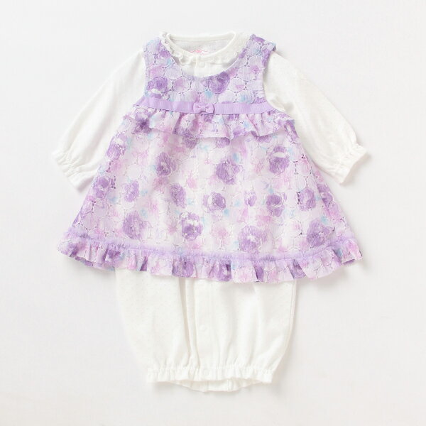 メゾピアノ(mezzo piano)【人気商品再入荷】【直営店で取り扱い無し】バラ柄レースエプロンつき2wayオールのサムネイル