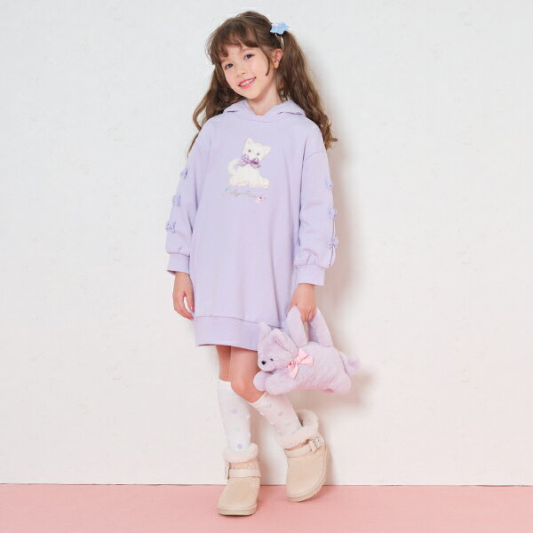 メゾピアノ(mezzo piano)ぬいぐるみパーカワンピース【ピンク：WEB限定】のサムネイル