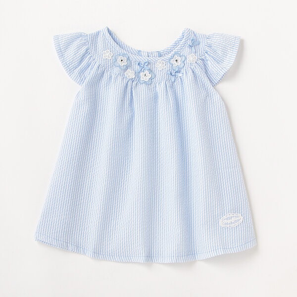 メゾピアノ(mezzo piano)【リピート】【直営店で取り扱い無し】サッカーストライプチュニックブラウスのサムネイル