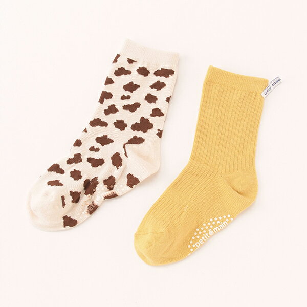 プティマイン(petit main)レオパード/無地2Pソックスのサムネイル