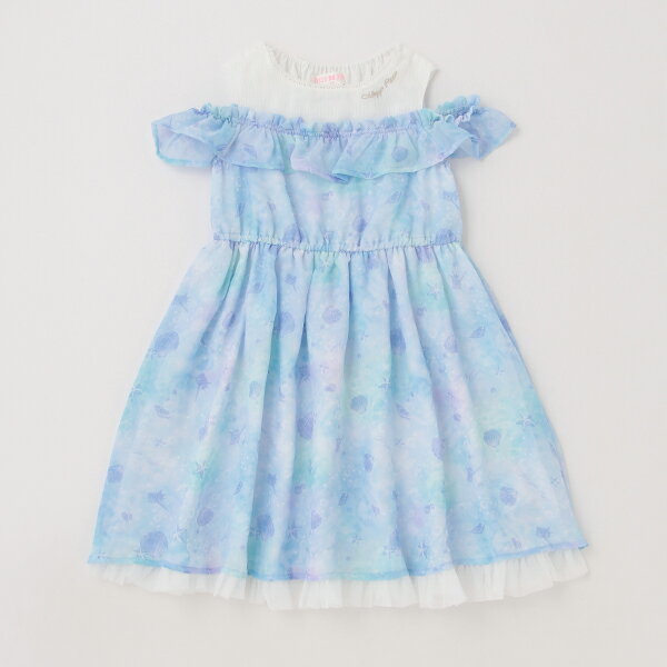 メゾピアノ(mezzo piano)【リピート】【直営店で取り扱い無し】シェル柄シフォン　肩開きワンピースのサムネイル