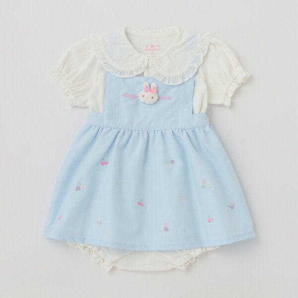 メゾピアノ(mezzo piano)ウサギマスコットつきエプロンスカート＆半袖ロンパースセットのサムネイル