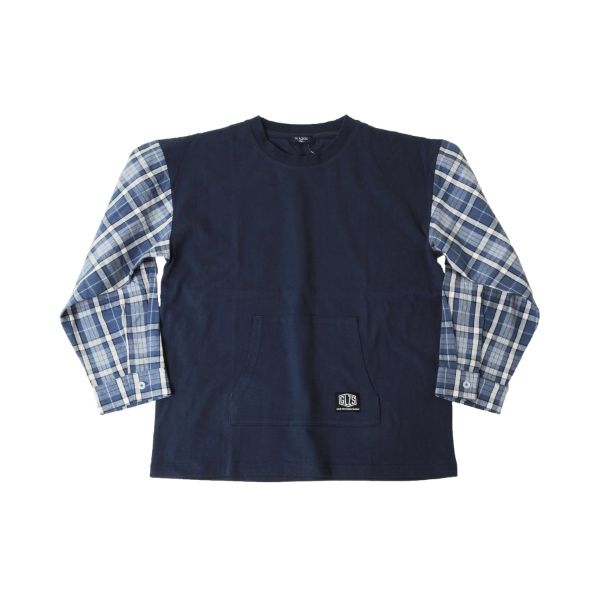 グラソス(GLAZOS)スエード天竺・ドロップショルダー袖切替デザイン長袖Tシャツのサムネイル