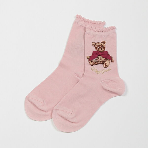 メゾピアノ(mezzo piano)【リピート】【直営店で取り扱い無し】クマチャン　クルーソックス【日本製】のサムネイル