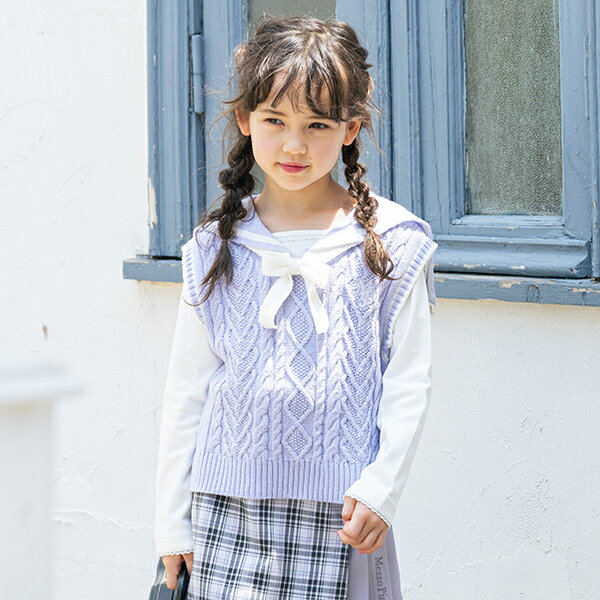 メゾピアノ(mezzo piano)セーラーカラーベスト＆長袖Tシャツセットのサムネイル