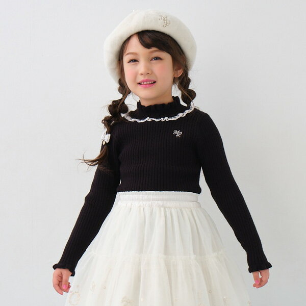 メゾピアノ(mezzo piano)ヨークレース　プチハイネック　ニットプルオーバーのサムネイル