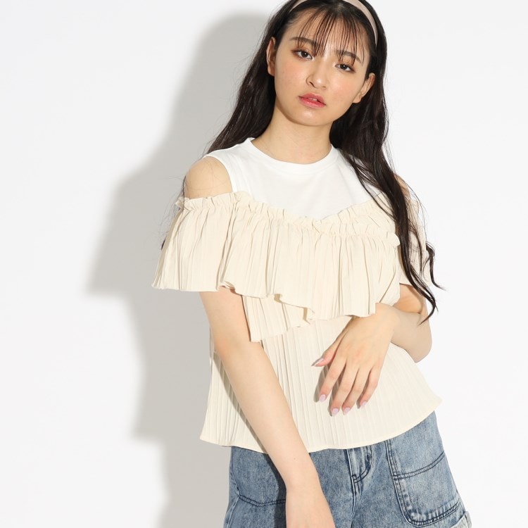 ピンクラテ(PINK-latte)フリルデザインレイヤードプルオーバーのサムネイル