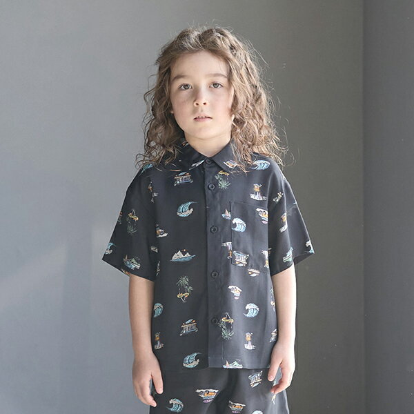 ビールーム(b-ROOM)アソート総柄ルーズワイドシャツ(セットアップ対応)のサムネイル