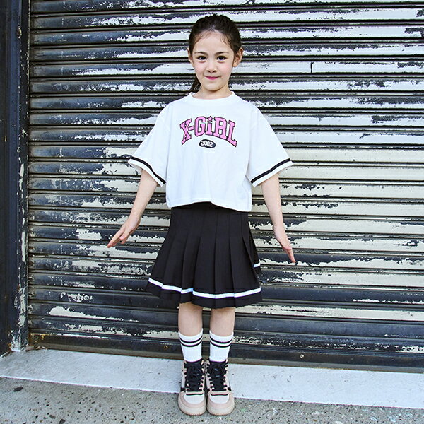 楽天NARUMIYA ONLINE（ナルミヤ）エックスガール　ステージス（X-girl Stages）カレッジロゴ半袖Tシャツ+プリーツスカート