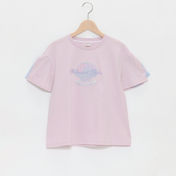 メゾピアノジュニア(mezzo piano junior)オーロラシェルアップリケ半袖Tシャツ