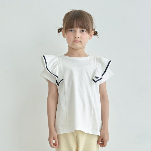 リセマイン(Lycee mine)【型崩れしないやわらかコットン】前後どっちでもOK!フリルAライン半袖Tシャツのサムネイル